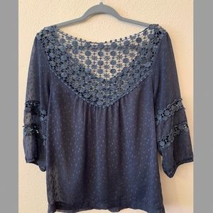 Flowy Blue Lace Top